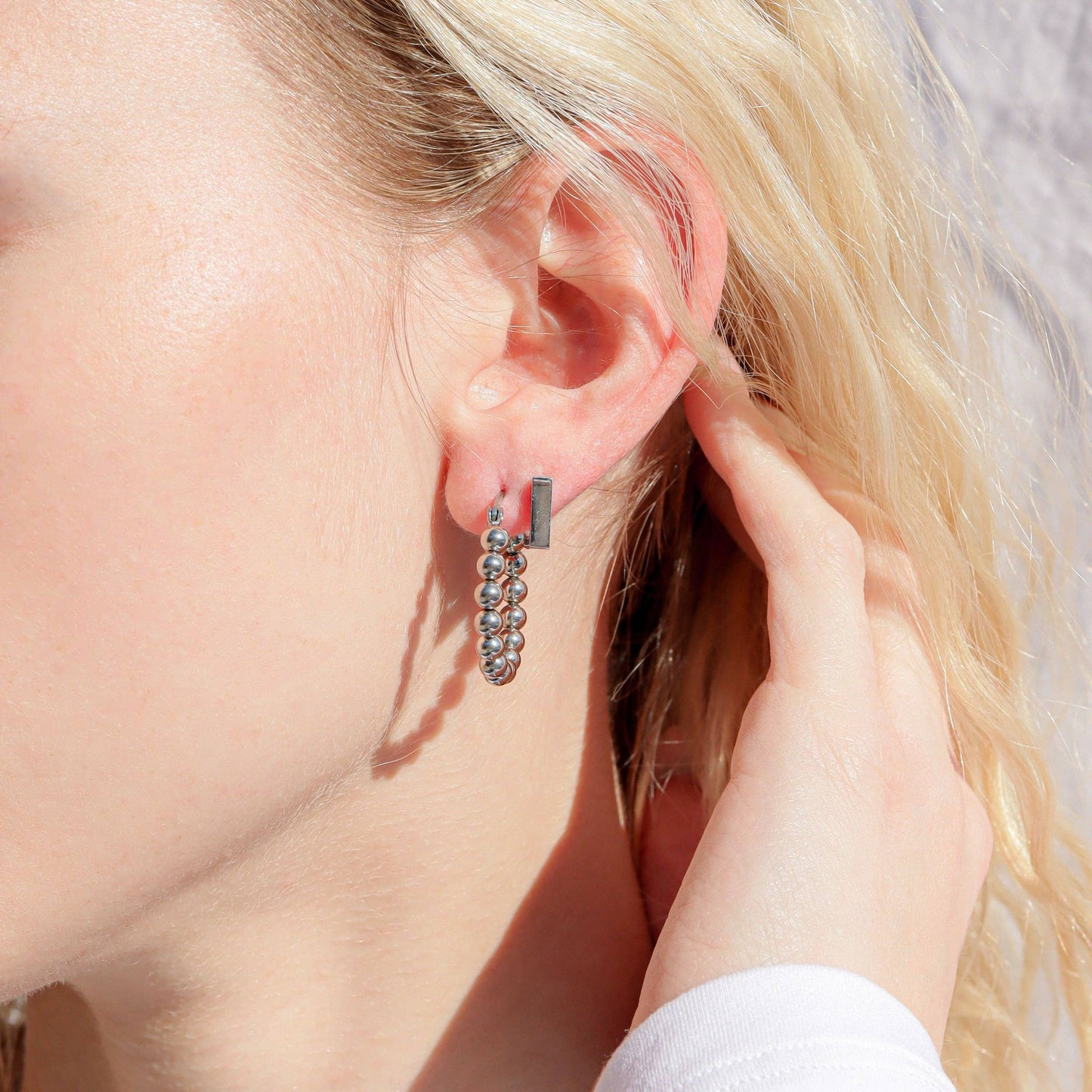 Stainless Steel Square Huggie Earrings
