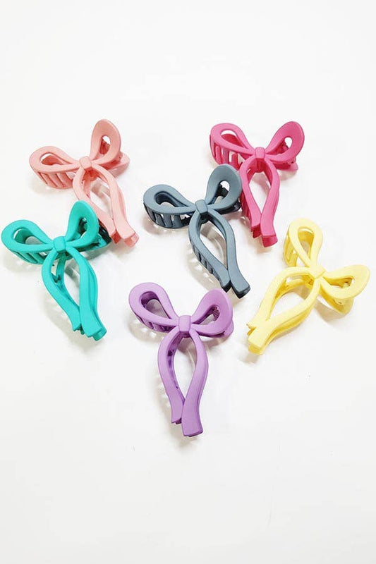 Matte Pastel Tone Ribbon Shaped Hair Claw Clip