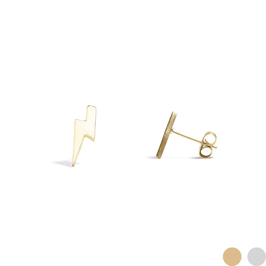Gold Lightning Bolt Stud Earrings